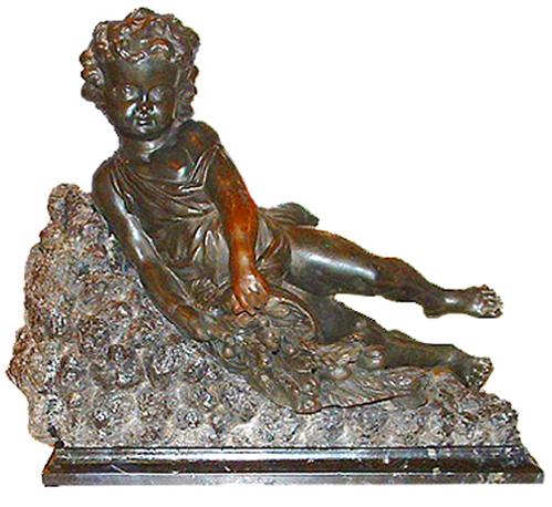 A 19th Century Italian Bronze Recumbent Putto No. 2546