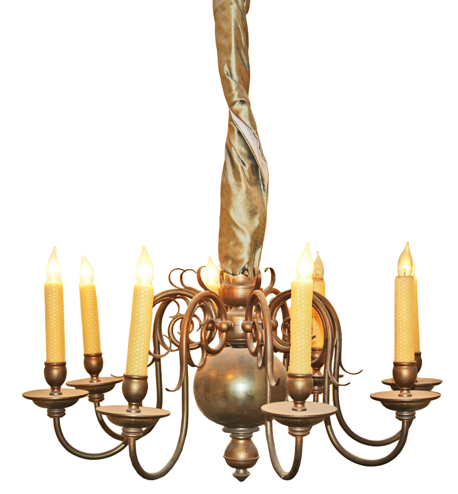 An Elegant Late 19th Century Dutch 8-Light Brass Chandelier No. 3252
