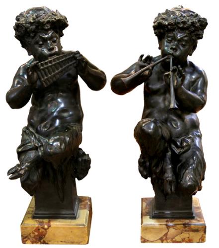 A Pair of 19th Century Italian Bronze Bacchanalian Putti No. 4188