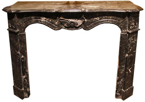 A 19th Century French Louis XV Style Black Marble Fireplace Mantel No. 613