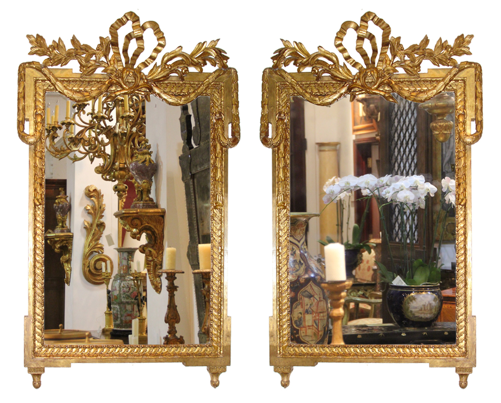 A Pair of Late 18th Century Italian Louis XVI Giltwood Mirrors No. 3310