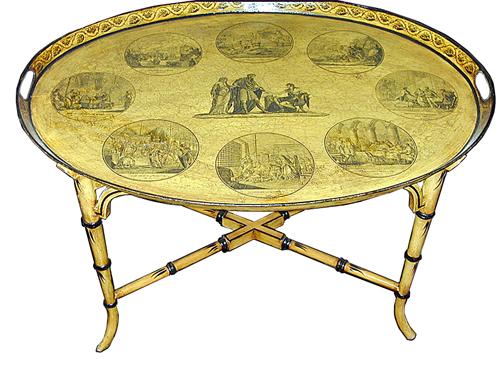 An English Yellow Oval Tole Tray No. 1216