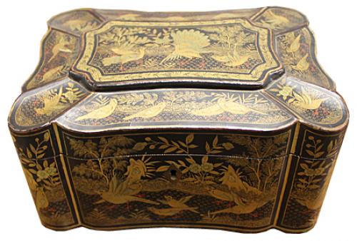Early 19th Century Chinese Black Lacquer Tea Caddy No. 4214