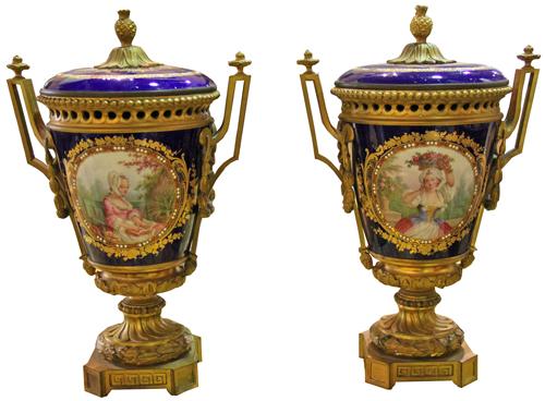 A Pair of 19th century French Porcelain and Ormolu Urns No. 4318