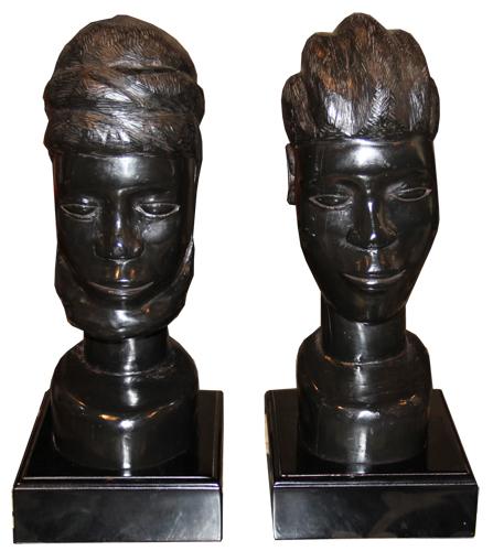 A Pair of 19th Century African Ebony Busts No. 4344