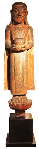 A 17th Century Giltwood and Polychrome Burmese Statue of a Monk No. 4366