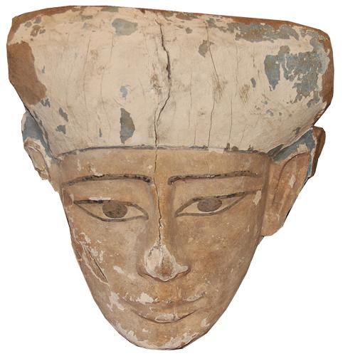 An Ancient Egyptian Polychrome on Wood Burial Mask No. 4485