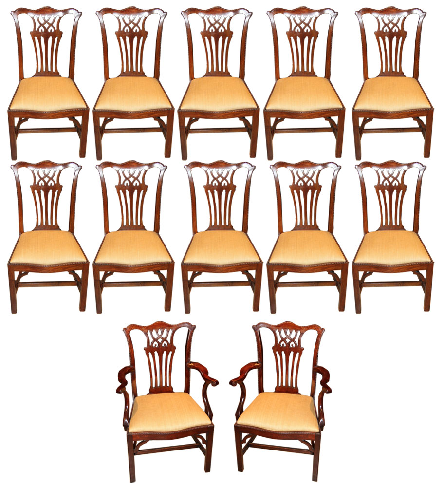 A Set of 19th Century English Mahogany Chinese Chippendale Dining Chairs No. 3769