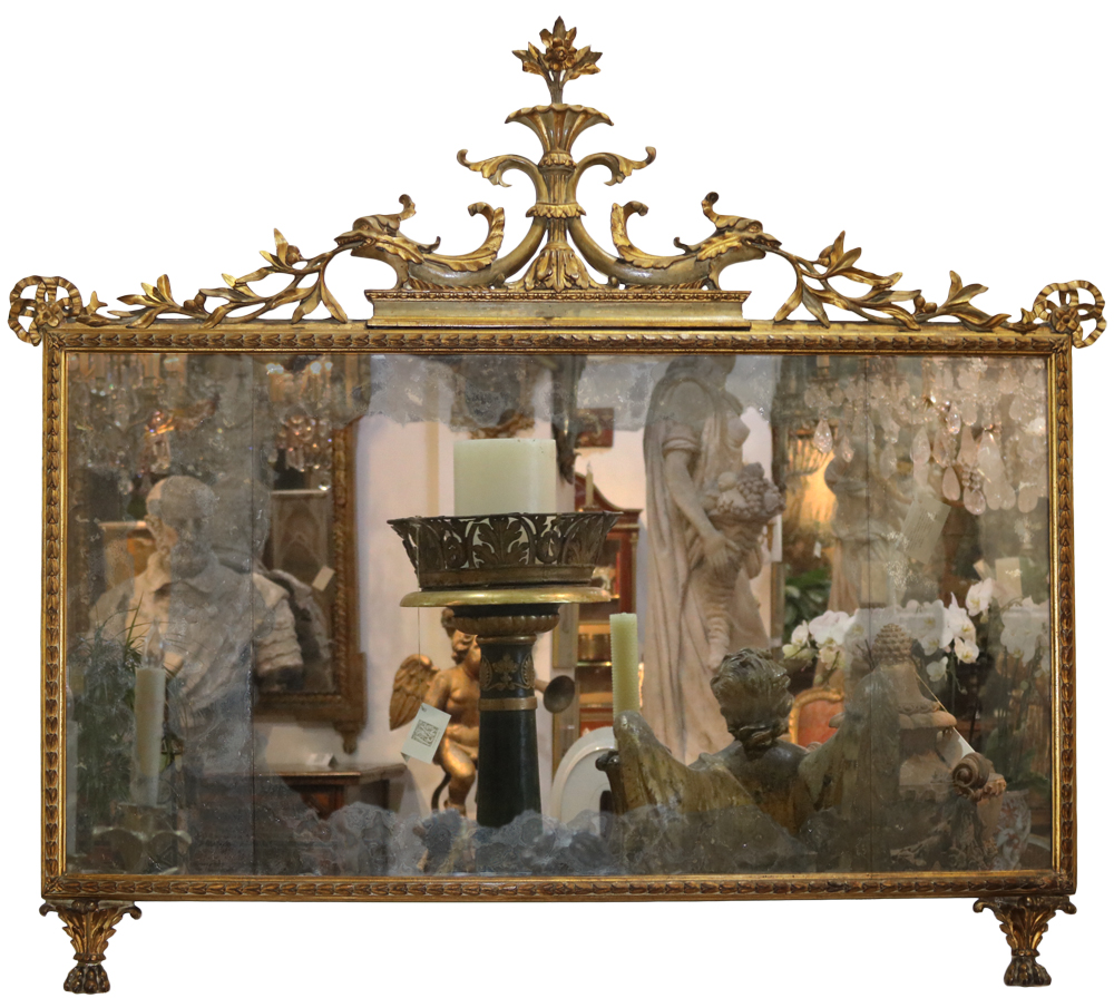 An 18th Century Italian Giltwood and Polychrome Sopraporta Mirror No. 3854