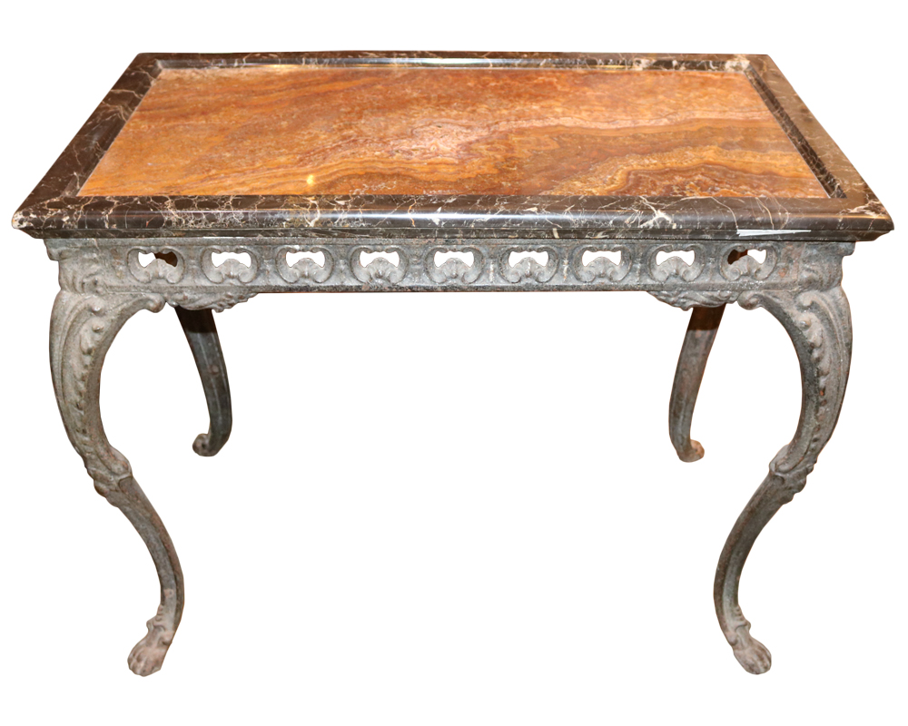 An Unusual 18th Century Italian Cast Iron Table with an Onyx and Marble Top No. 3894