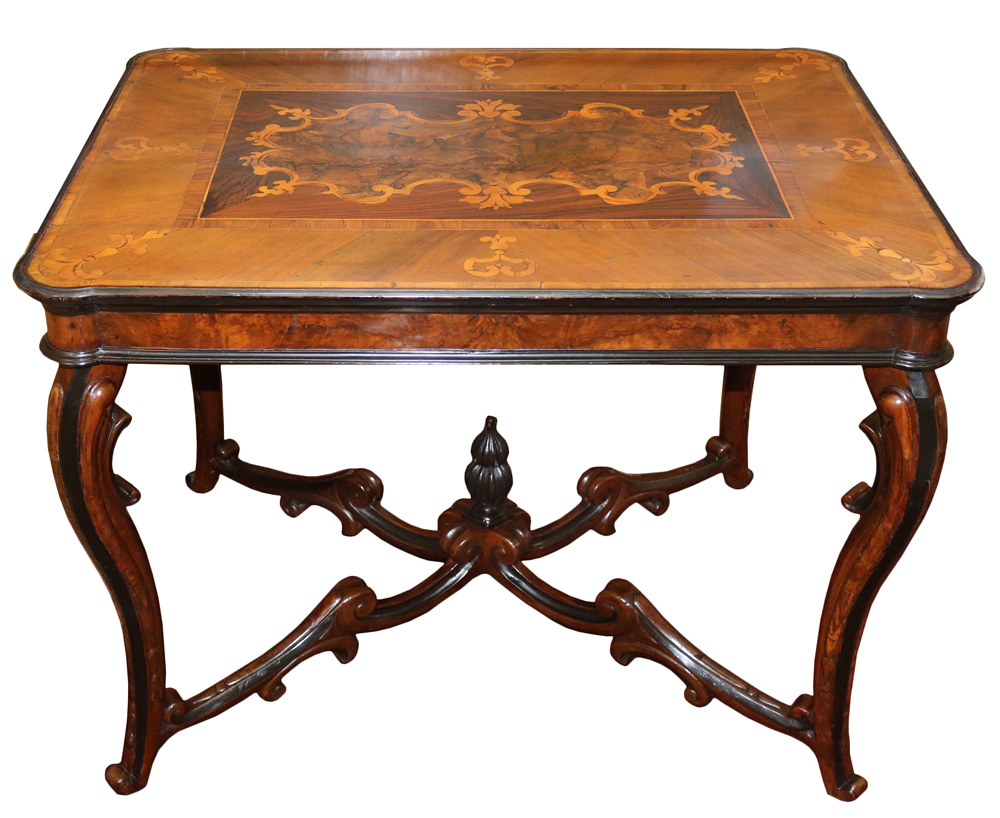 An 18th Century Italian Walnut, Parquetry and Ebonized Table No. 3900
