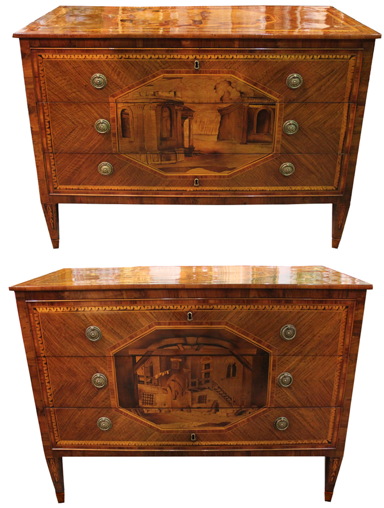An Extraordinary and Rare Pair of 18th Century Milanese Commodes No. 4284
