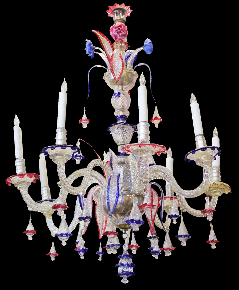 A Richly-Colored 19th Century Murano Blown Glass Chandelier No. 4360