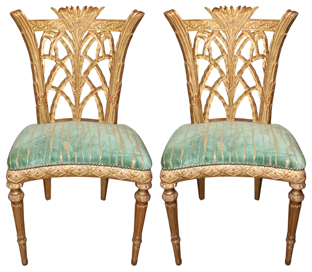 A Rare Pair of Late 18th Century English Giltwood Side Chairs No. 4444