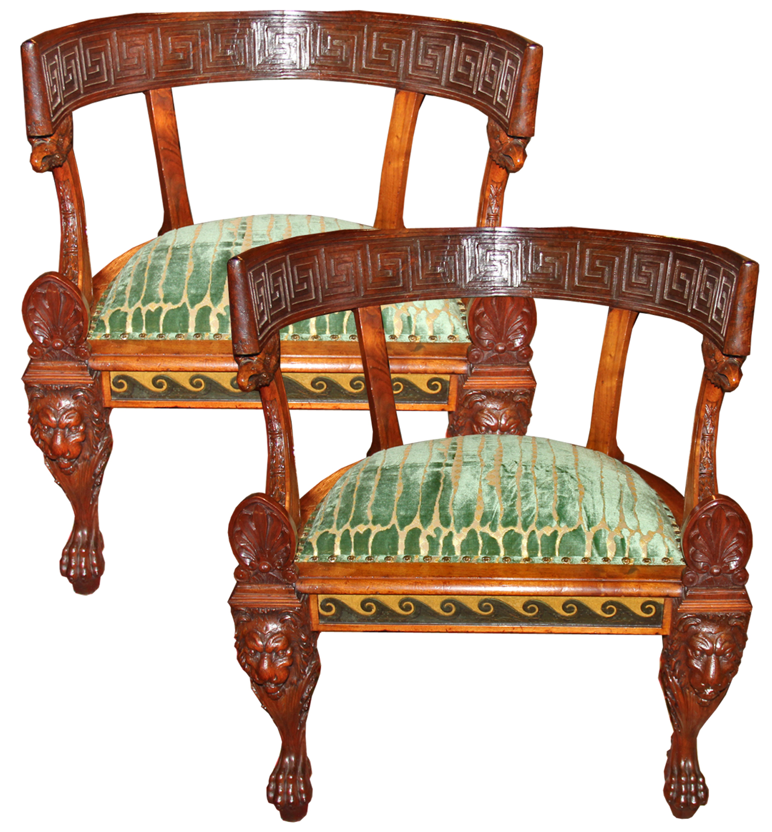 A Rare Pair of 19th Century Italian Neoclassical Rosewood Marquise Chairs No. 4463