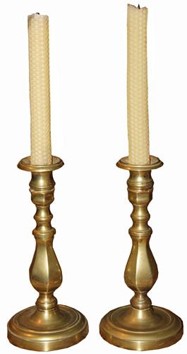 A Fine Pair of 19th Century English Brass Candlesticks No. 1116
