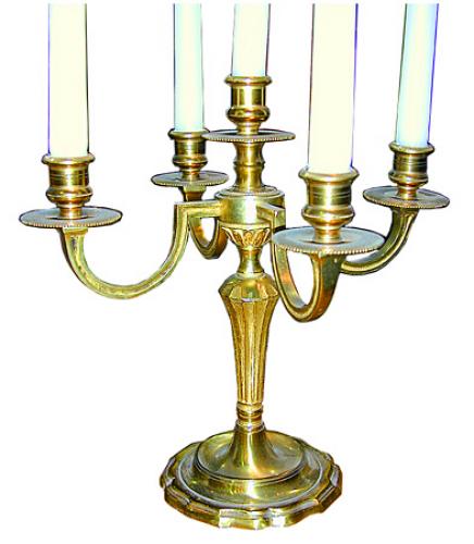 A Pair of 19th Century Gilt Brass Five-Light Candelabras No. 347