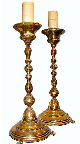 A Pair of 19th Century Italian Brass Candlesticks No. 143