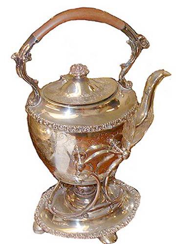 An Elegant 19th Century Silvered and Chased Tea Pot No. 2514