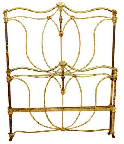 A Continental Wrought Iron and Brass Polychrome Bed No. 1784