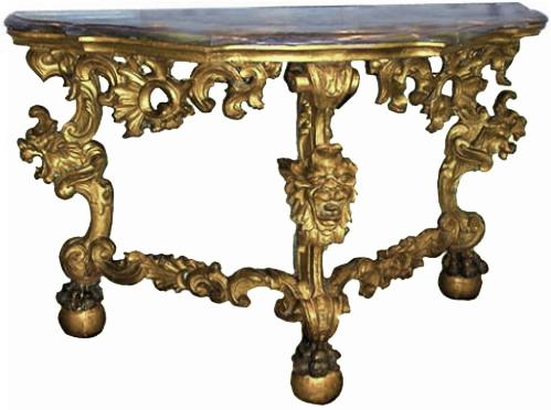 A Rare and Fine 18th Century Italian Giltwood Marble Top Console No. 368