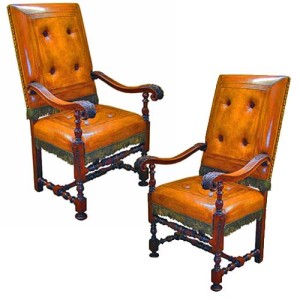 A Very Fine Pair Of 17th Century Tuscan Walnut Armchairs No. 3016