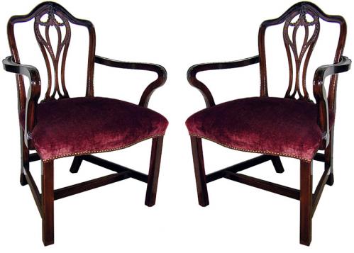 A Pair of 19th Century English Mahogany Chippendale Armchairs No. 435
