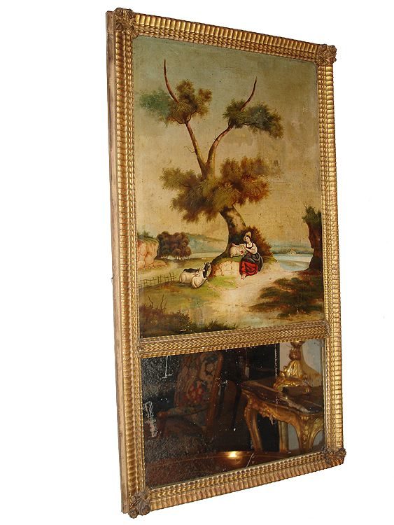An 18th Century Polychrome and Parcel-Gilt French Trumeau Mirror No. 2946