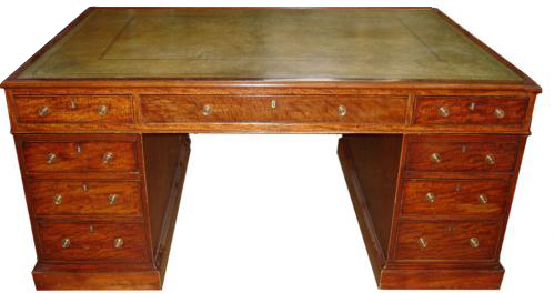 A 19th Century English Regency Lever London Mahogany Partners Desk No. 3395