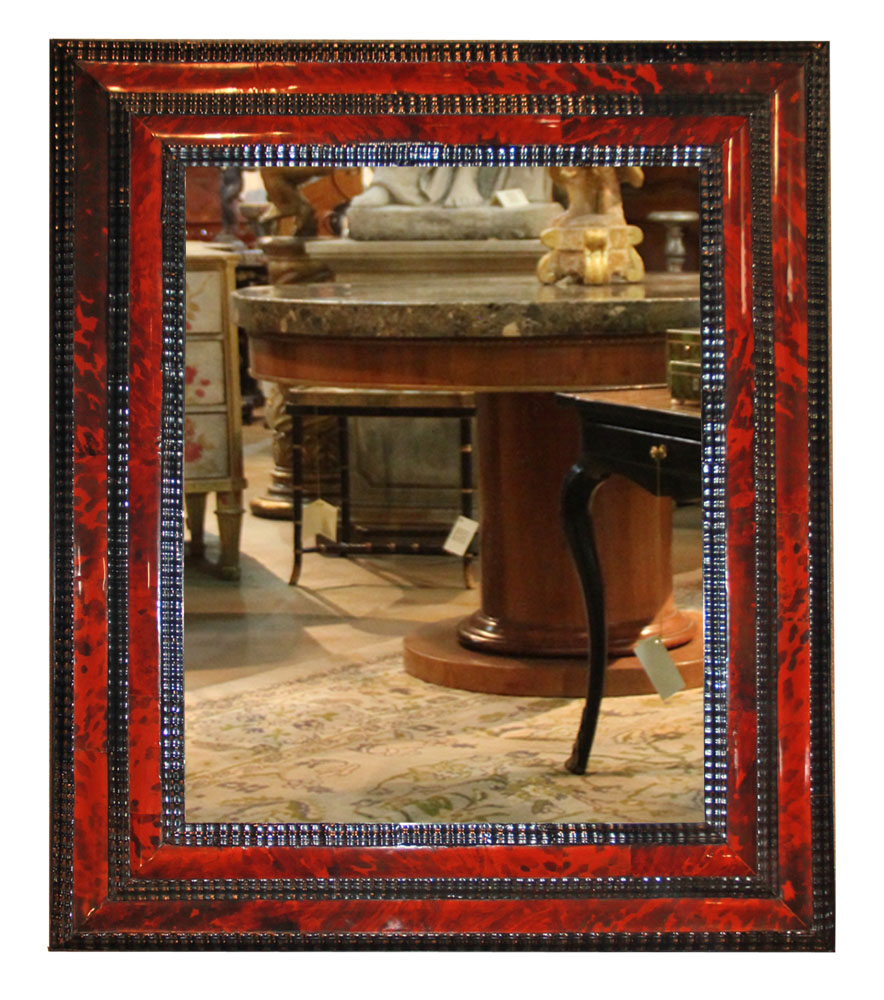 A 19th Century Flemish Black Lacquer and Red Tortoiseshell Mirror No. 4602