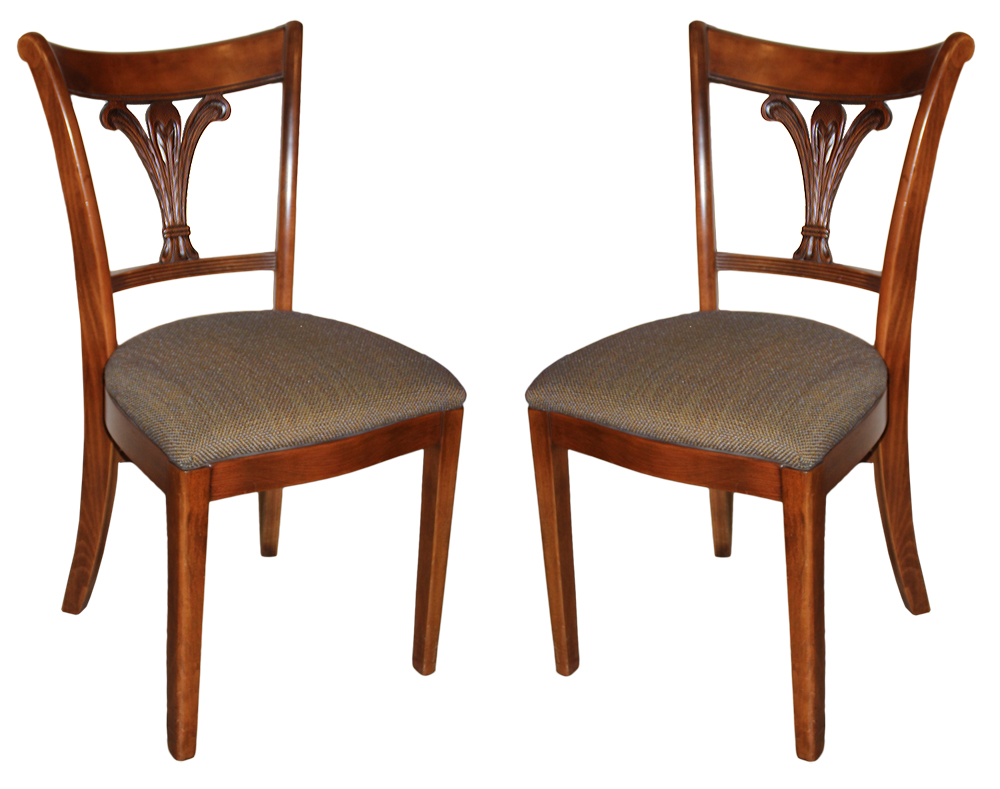A Pair of 19th Century English Regency Cherry Wood Side Chairs No. 4604