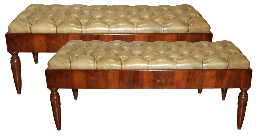 A Pair of 19th Century French Directoire Walnut Benches No. 4606