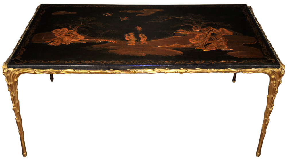 A Diminutive 19th Century Chinoiserie Black Lacquered Panel No. 4655