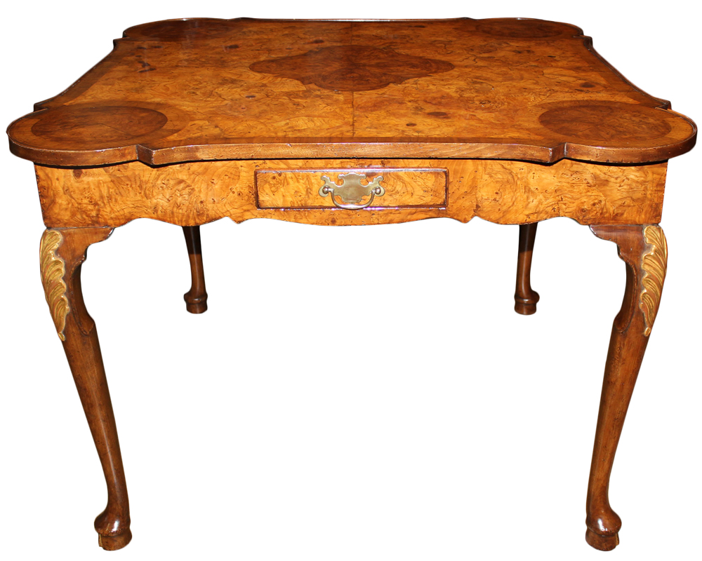 A Remarkable 18th Century English Burl Walnut Games Table No. 4692