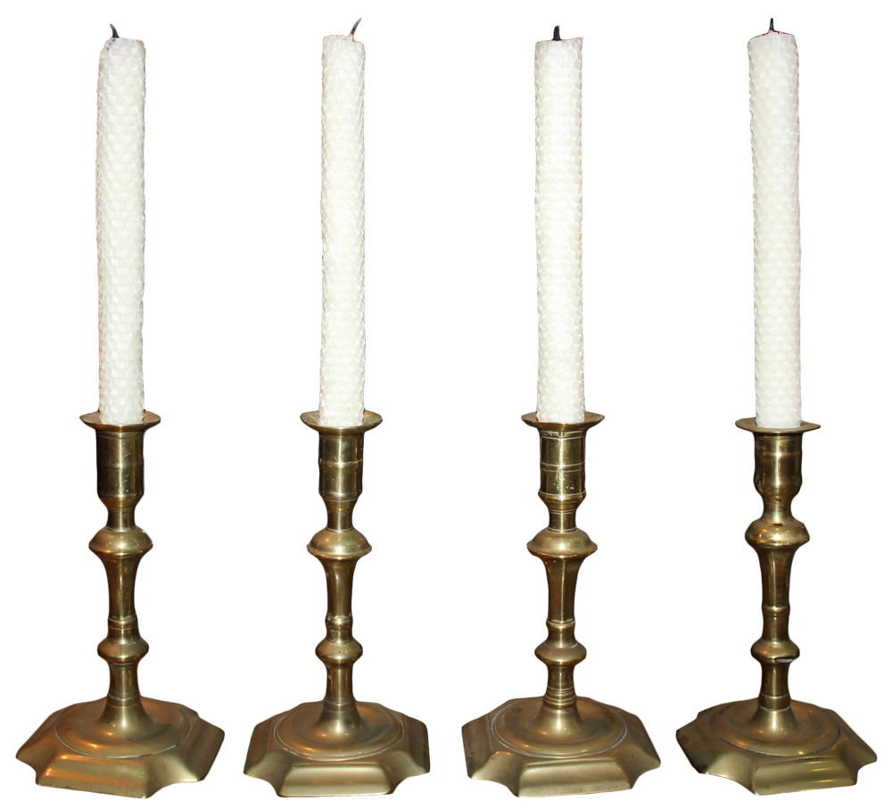 A Set of Four 19th Century English Brass Candlesticks No. 4676