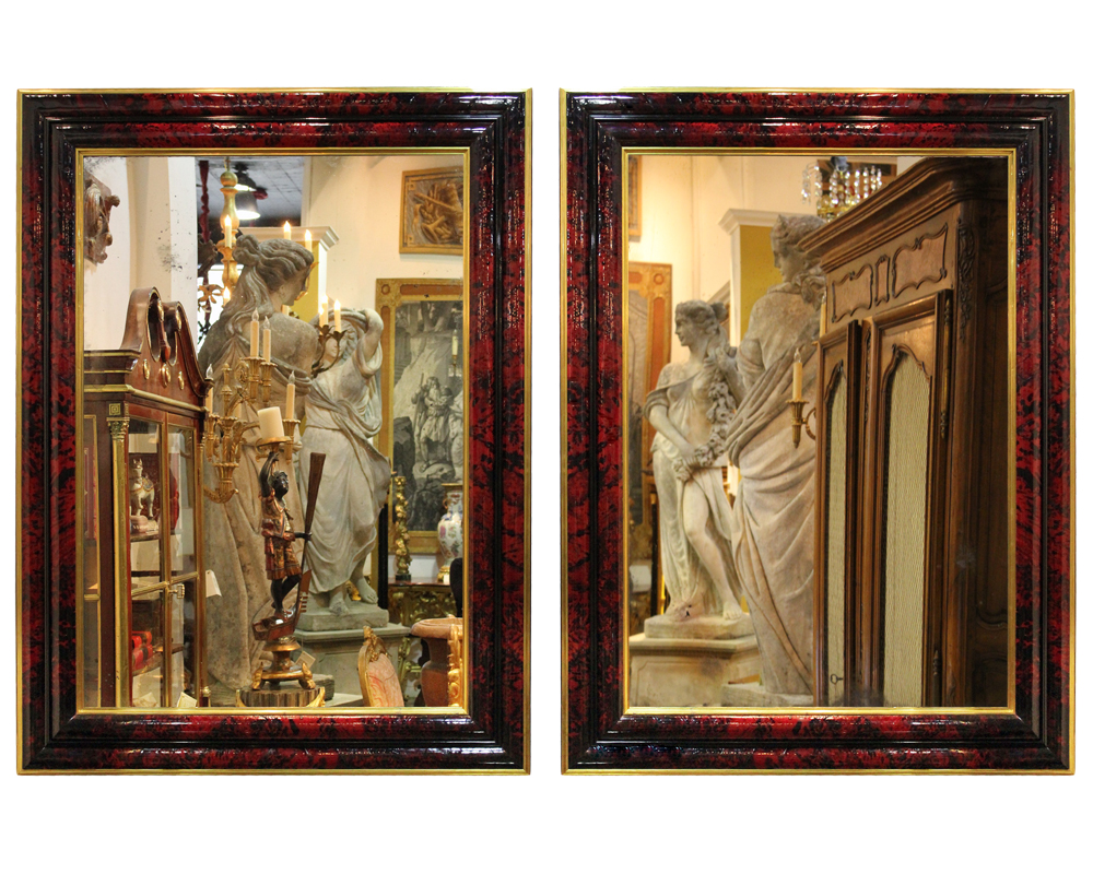 A Pair of Palatial 19th Century English Regency Red Tortoiseshell Mirrors No. 4690