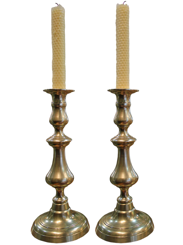 A Pair of Late 18th Century English Brass Candlesticks No. 4696