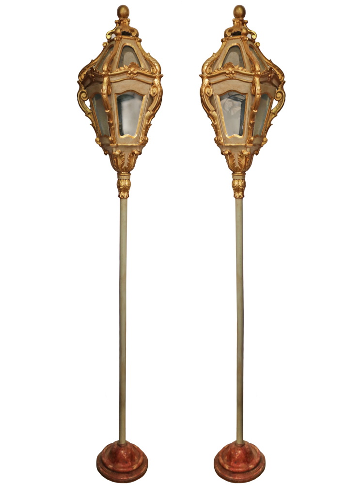 A Pair of 18th Century Parcel-Gilt and Polychrome Venetian Lanterns No. 4706