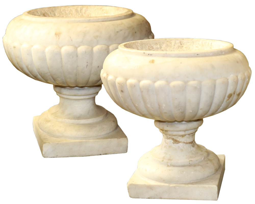 A Pair of 19th Century Italian Marble Urns No. 4717