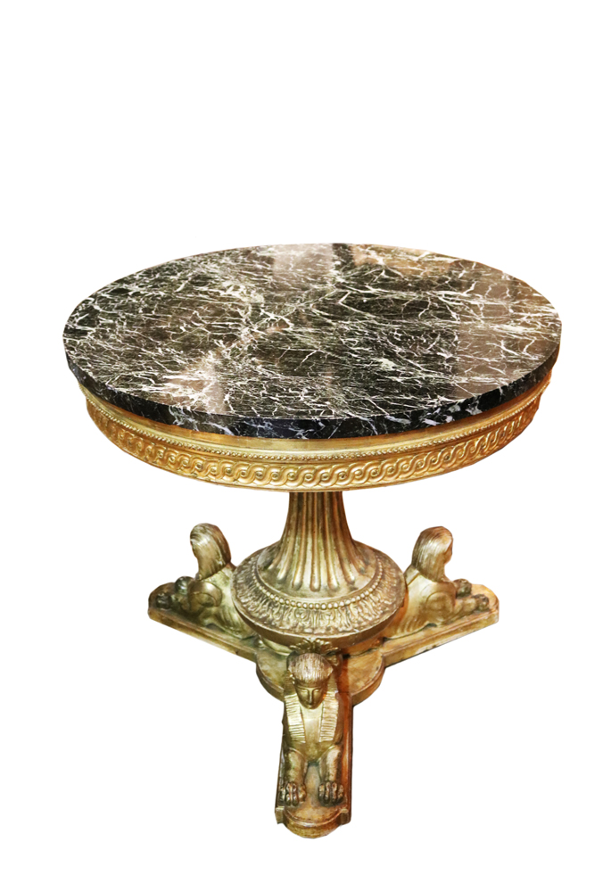 A Late 18th c. Louis XVI Italian Egyptian Revival Gilded Center Table No. 4733