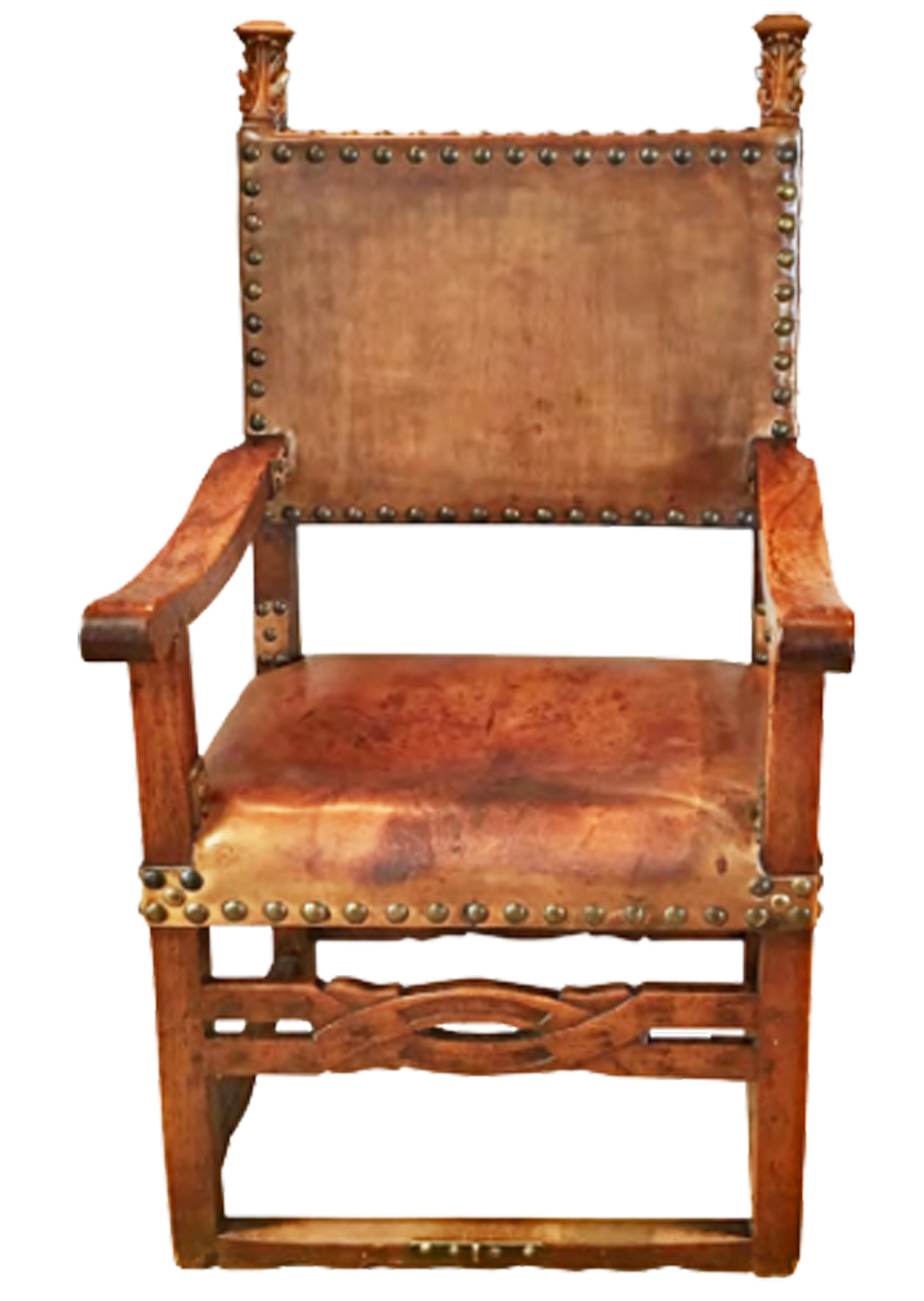 A 17th Century Continental Walnut and Leather Baroque Armchair No. 4754