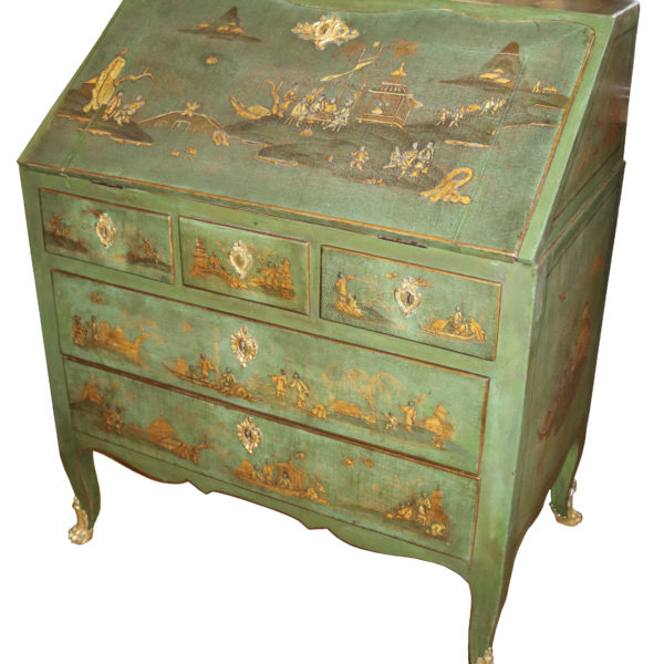 A Late 18th Century Chinoiserie Green Lacquer Slant Front Desk No.4794