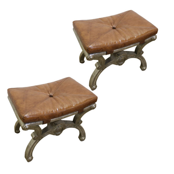 A Pair of 19th Century Italian Silver-Gilded Benches No.4803