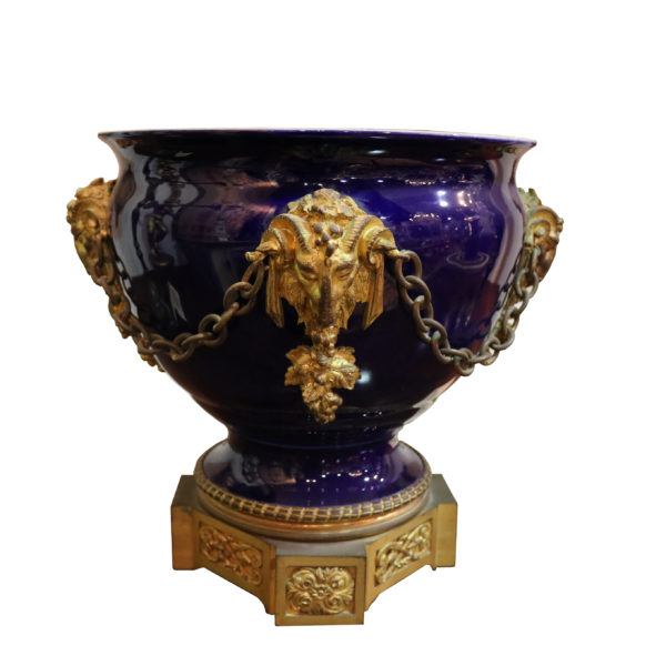 A 19th Century French Cobalt Blue Porcelain and Ormolu Mounted Jardiniere No.4162