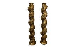 A Pair of Italian 18th Century Gold Gilded Pillars No. 4808