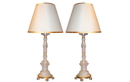 A Pair of Vintage Rock Crystal Candlesticks, Now Converted into Table Lamps No.4665