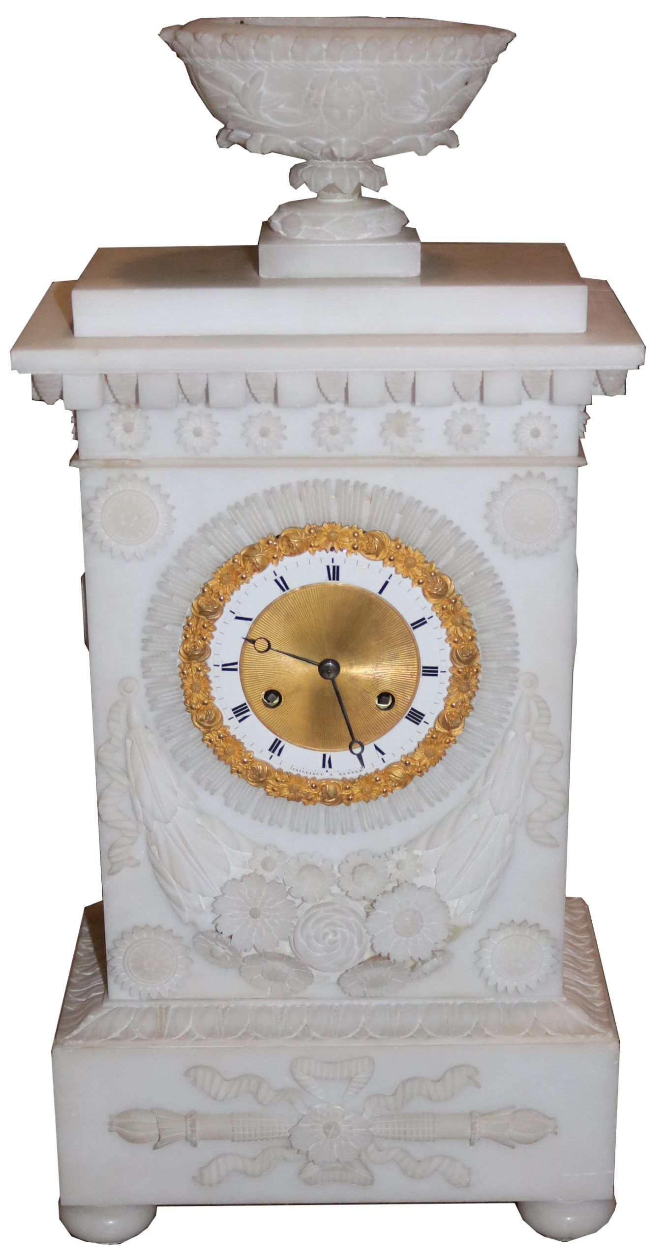A Very Fine French Empire Alabaster Mantel Clock No. 4819