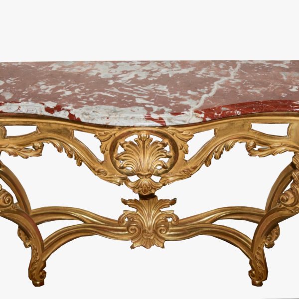 A 19th Century Gilded Console with Rouge Royal Marble Top No. 4822