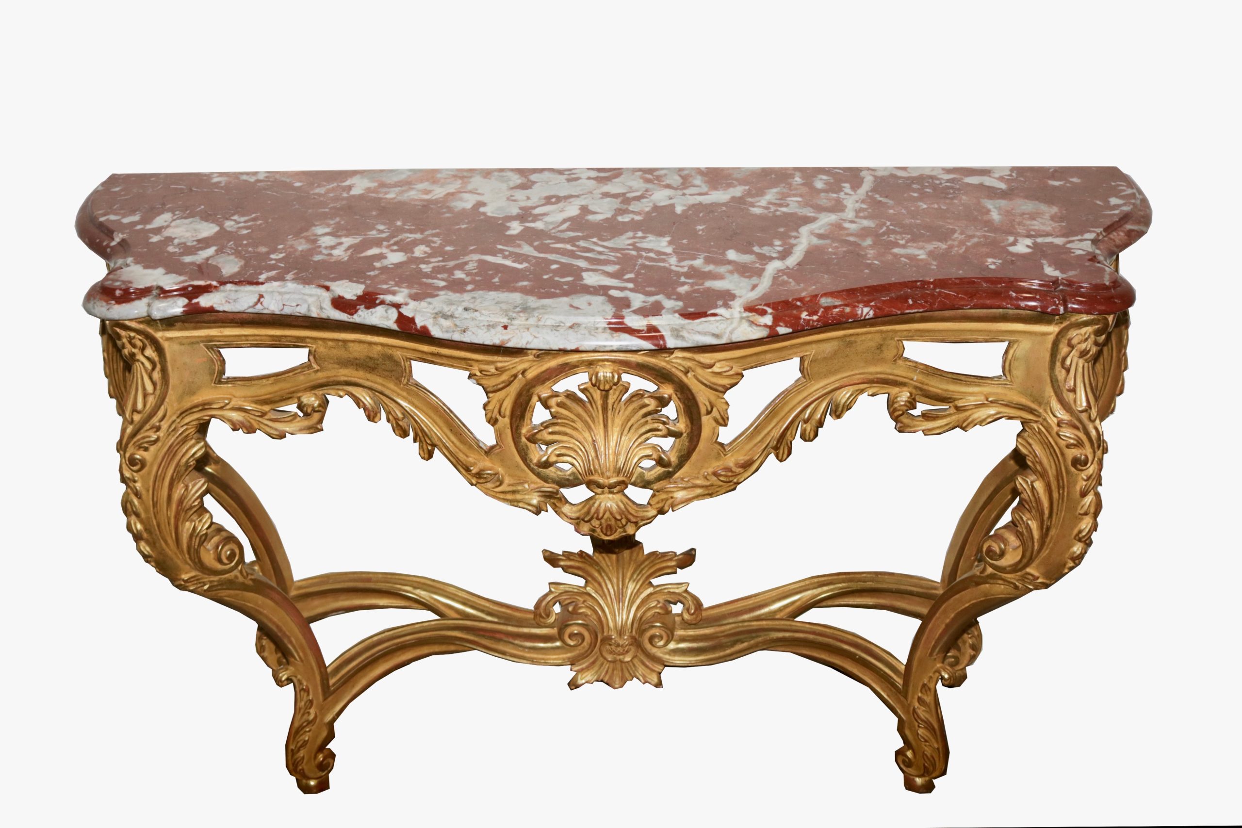 A 19th Century Gilded Console with Rouge Royal Marble Top No. 4822
